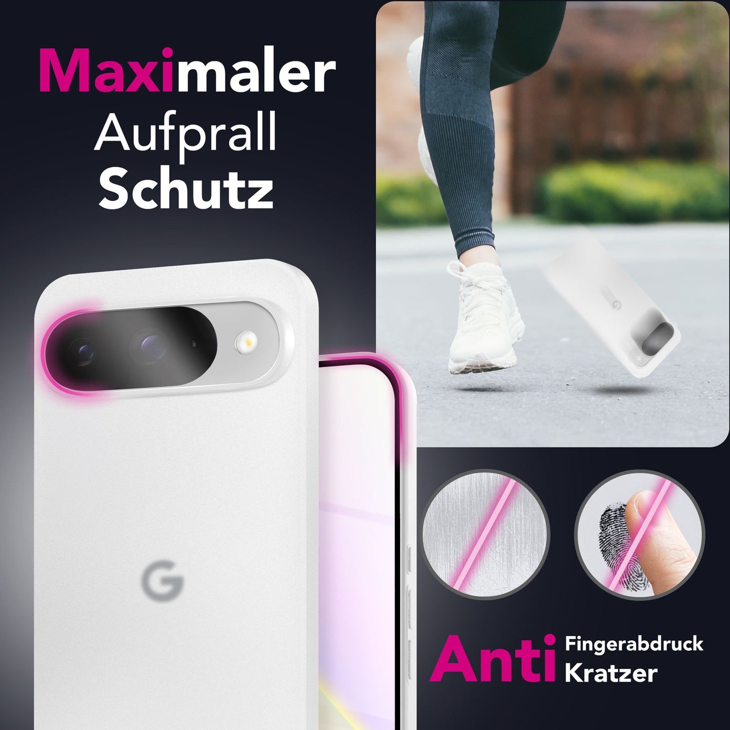 NALIA Ultra Slim Hardcase für Google Pixel 9 – Matt & 0.3mm Dünn – PHANTOM (Dünnes Cover & Kamera-Vollschutz) – Marke aus Berlin