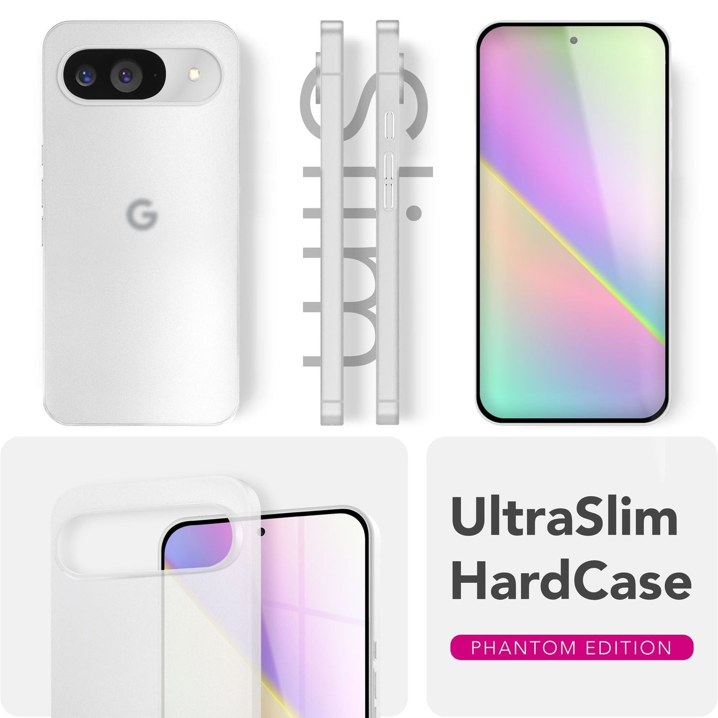 NALIA Ultra Slim Hardcase für Google Pixel 9 – Matt & 0.3mm Dünn – PHANTOM (Dünnes Cover & Kamera-Vollschutz) – Marke aus Berlin