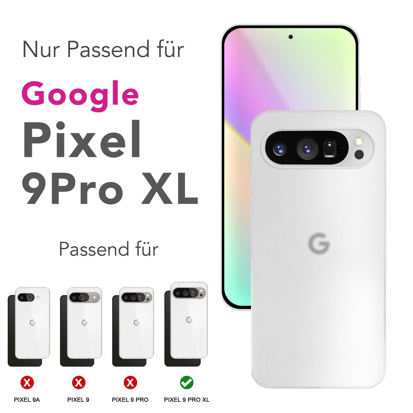 NALIA Ultra Slim Hardcase für Google Pixel 9 Pro XL – Matt & 0.3mm Dünn – PHANTOM (Dünnes Cover & Kamera-Vollschutz) – Marke aus Berlin