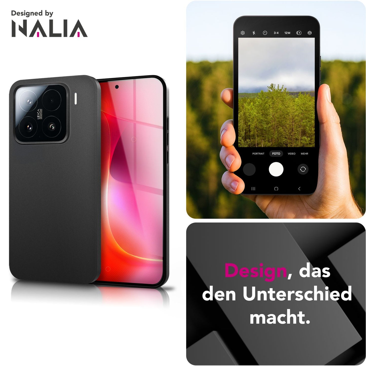 NALIA Ultra Slim Hardcase für Xiaomi 15 – Matt & 0.3mm Dünn – PHANTOM (Dünnes Cover & Kamera-Vollschutz) – Marke aus Berlin