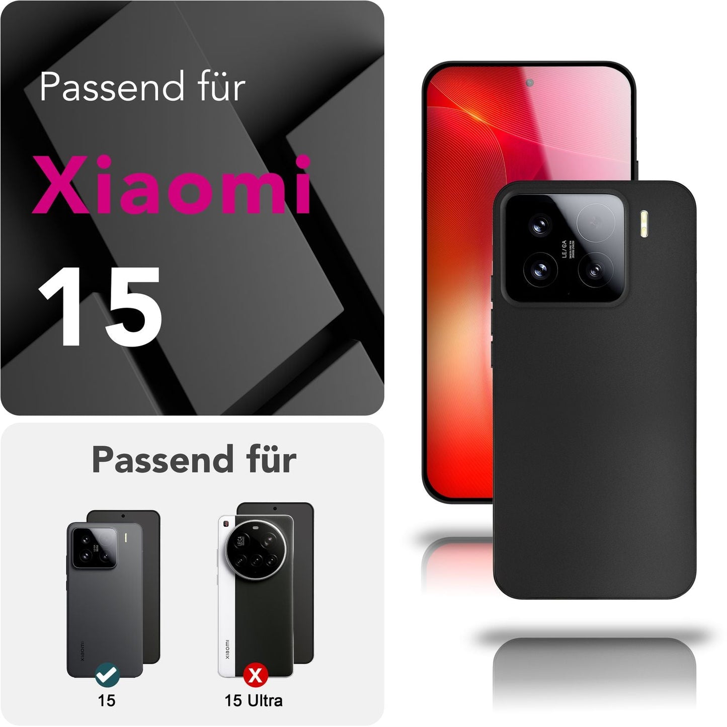 NALIA Ultra Slim Hardcase für Xiaomi 15 – Matt & 0.3mm Dünn – PHANTOM (Dünnes Cover & Kamera-Vollschutz) – Marke aus Berlin