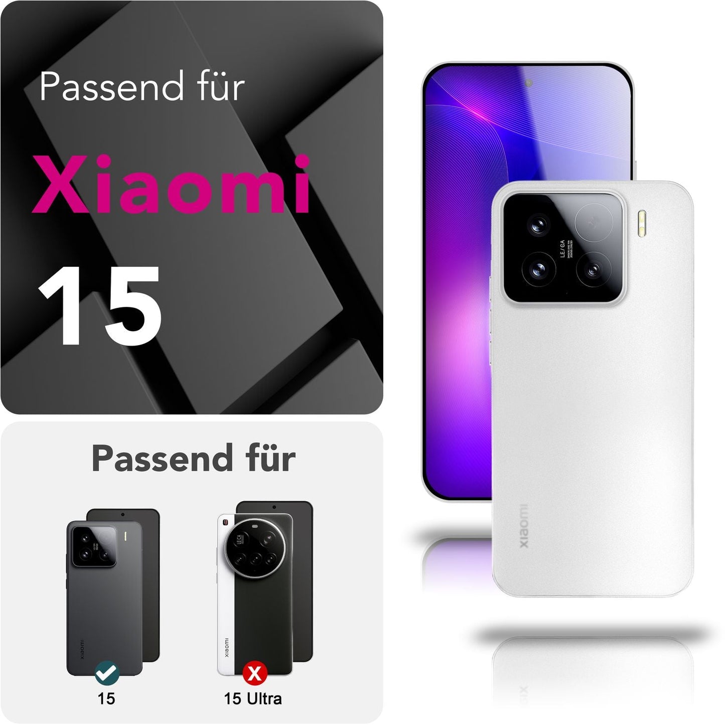 NALIA Ultra Slim Hardcase für Xiaomi 15 – Matt & 0.3mm Dünn – PHANTOM (Dünnes Cover & Kamera-Vollschutz) – Marke aus Berlin