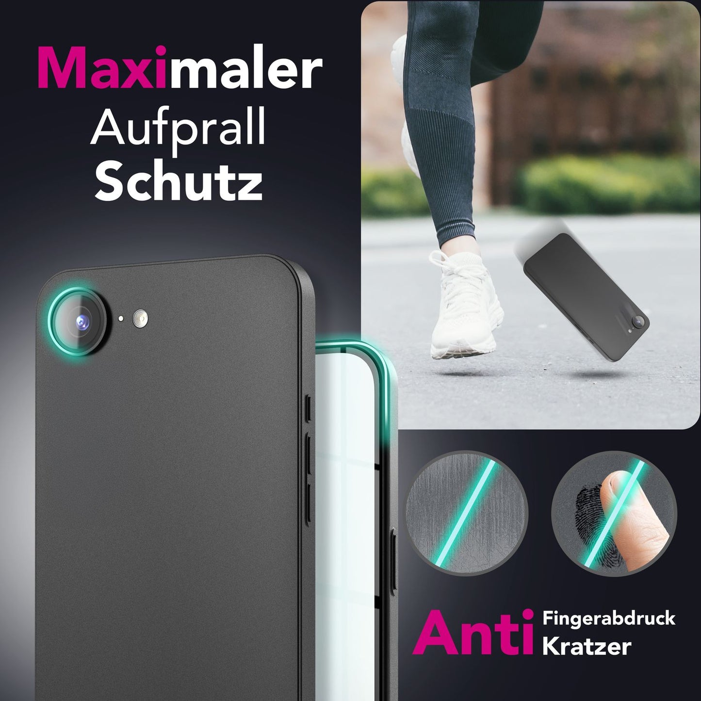 NALIA Ultra Slim Hardcase für iPhone 16e / 17e – Matt & 0.3mm Dünn – PHANTOM (Dünnes Cover & Kamera-Vollschutz) – Marke aus Berlin