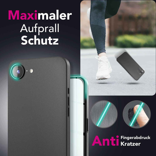NALIA Ultra Slim Hardcase für iPhone 16e / 17e – Matt & 0.3mm Dünn – PHANTOM (Dünnes Cover & Kamera-Vollschutz) – Marke aus Berlin