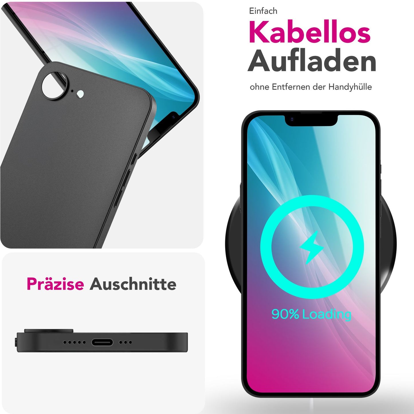 NALIA Ultra Slim Hardcase für iPhone 16e / 17e – Matt & 0.3mm Dünn – PHANTOM (Dünnes Cover & Kamera-Vollschutz) – Marke aus Berlin