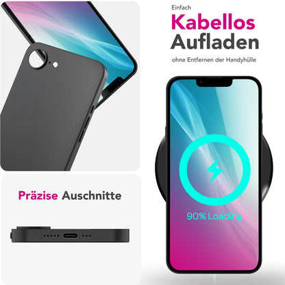 NALIA Ultra Slim Hardcase für iPhone 16e / 17e – Matt & 0.3mm Dünn – PHANTOM (Dünnes Cover & Kamera-Vollschutz) – Marke aus Berlin