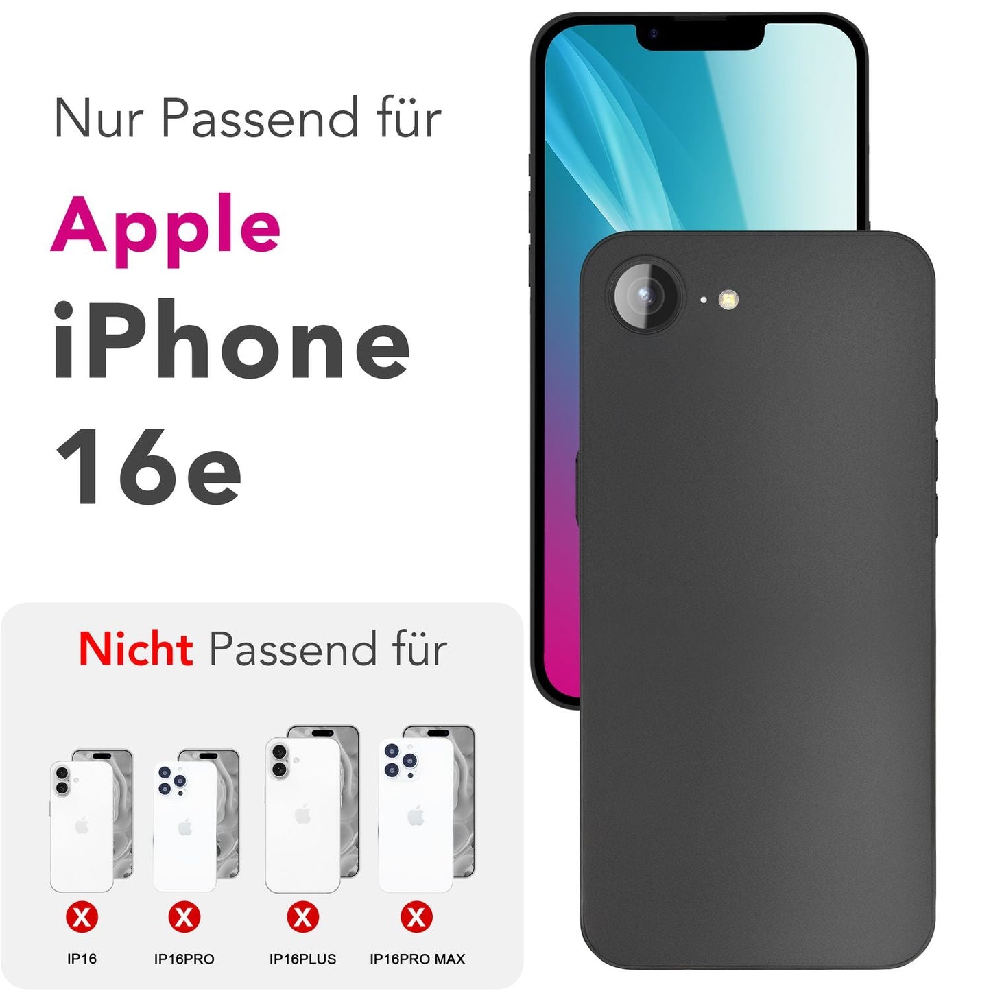 NALIA Ultra Slim Hardcase für iPhone 16e / 17e – Matt & 0.3mm Dünn – PHANTOM (Dünnes Cover & Kamera-Vollschutz) – Marke aus Berlin