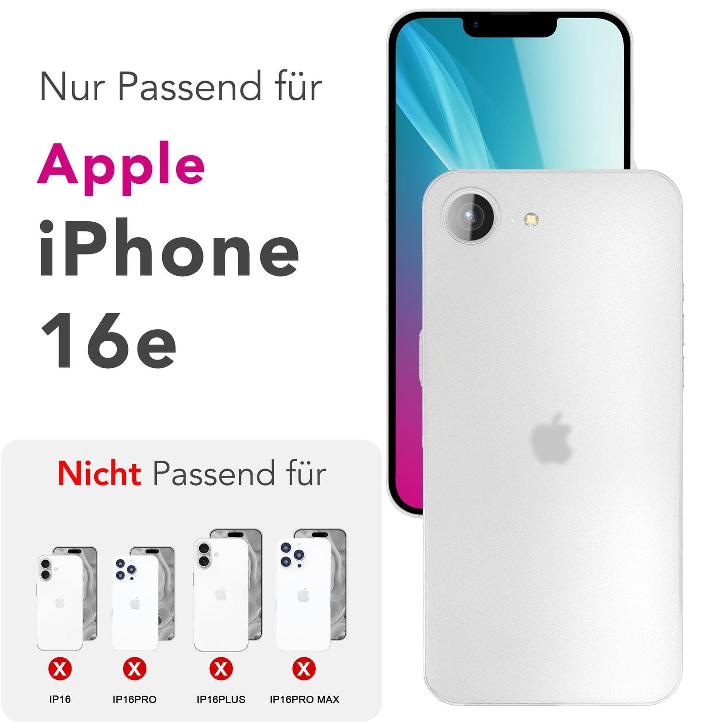 NALIA Ultra Slim Hardcase für iPhone 16e / 17e – Matt & 0.3mm Dünn – PHANTOM (Dünnes Cover & Kamera-Vollschutz) – Marke aus Berlin