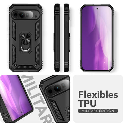 NALIA Panzerhülle für Google Pixel 9 Pro – Ring-Ständer 360° & Magnet-Halterung Kompatibel – RINGDEFEND (Stoßfestes Outdoor Case) – Marke aus Berlin