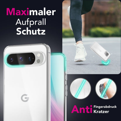 NALIA Transparente Silikonhülle für Google Pixel 9 Pro – Anti-Gelb & Rutschfest – GLAZE (Handyhülle Kristallklar, Schlank & Stoßfest) – Marke aus Berlin
