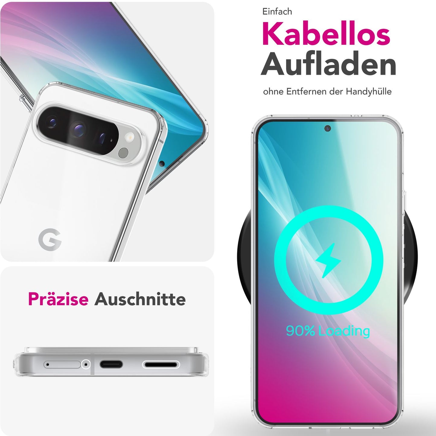 NALIA Transparente Silikonhülle für Google Pixel 9 Pro – Anti-Gelb & Rutschfest – GLAZE (Handyhülle Kristallklar, Schlank & Stoßfest) – Marke aus Berlin