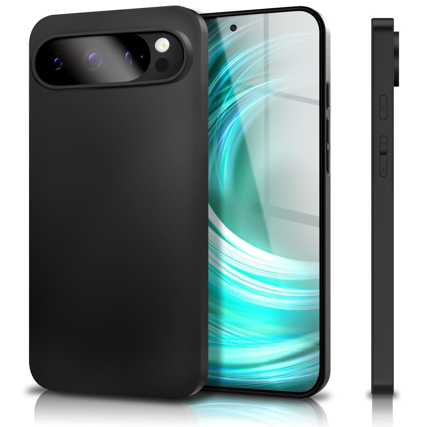 NALIA Matte Silikonhülle für Google Pixel 9 Pro – Slim, Schwarz & Rutschfest – STRIDER (Soft Case, Kameraschutz & Stoßfest) – Marke aus Berlin