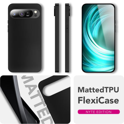 NALIA Matte Silikonhülle für Google Pixel 9 Pro – Slim, Schwarz & Rutschfest – STRIDER (Soft Case, Kameraschutz & Stoßfest) – Marke aus Berlin