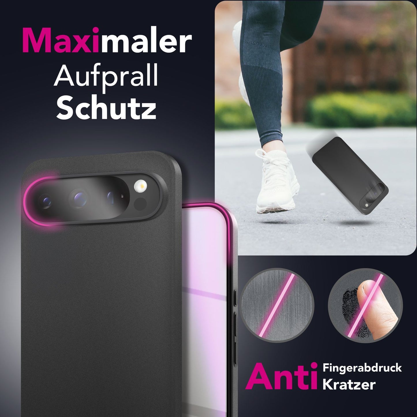 NALIA Ultra Slim Hardcase für Google Pixel 9 Pro – Matt & 0.3mm Dünn – PHANTOM (Dünnes Cover & Kamera-Vollschutz) – Marke aus Berlin