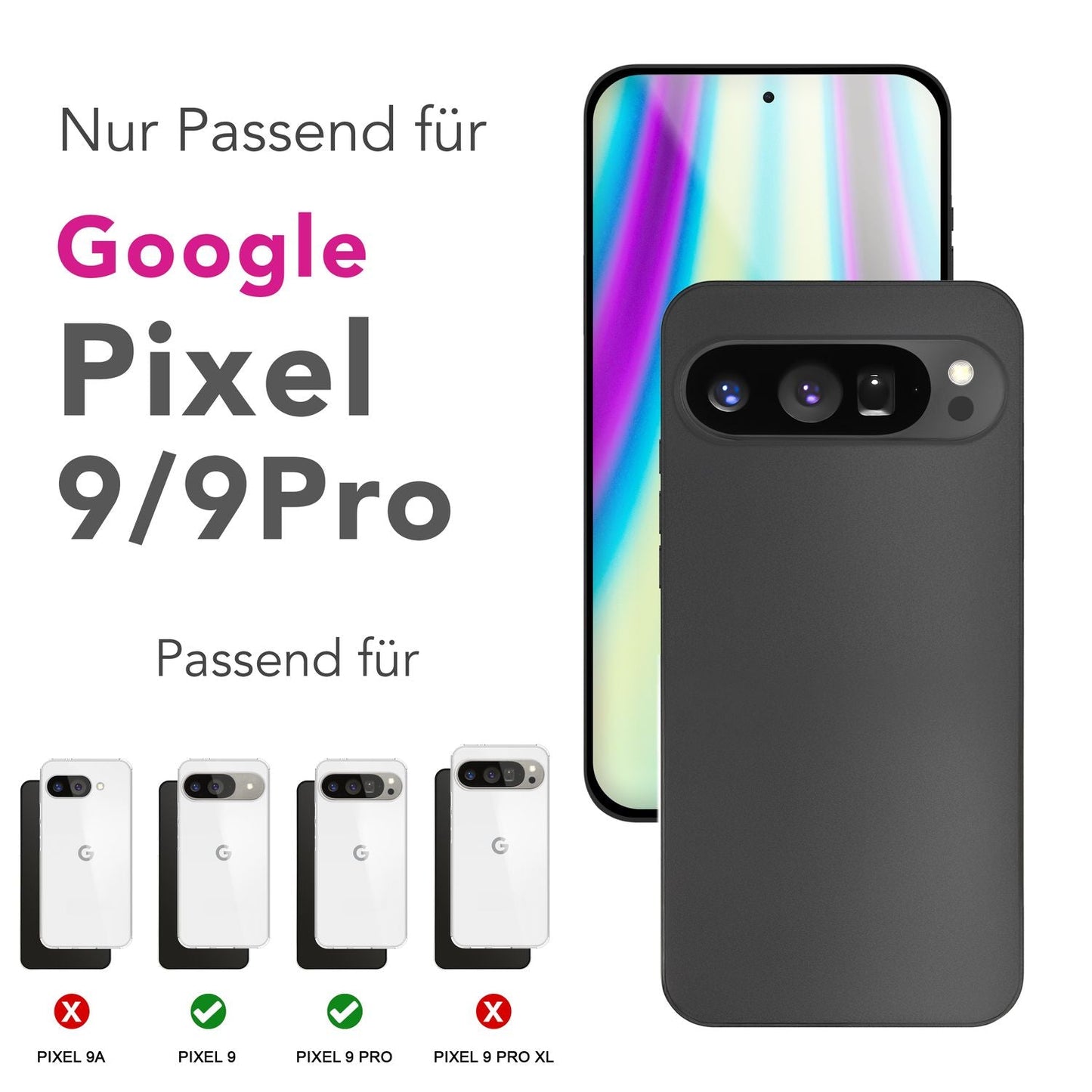 NALIA Ultra Slim Hardcase für Google Pixel 9 Pro – Matt & 0.3mm Dünn – PHANTOM (Dünnes Cover & Kamera-Vollschutz) – Marke aus Berlin