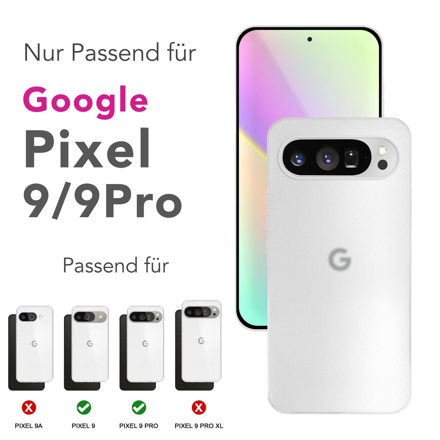 NALIA Ultra Slim Hardcase für Google Pixel 9 Pro – Matt & 0.3mm Dünn – PHANTOM (Dünnes Cover & Kamera-Vollschutz) – Marke aus Berlin