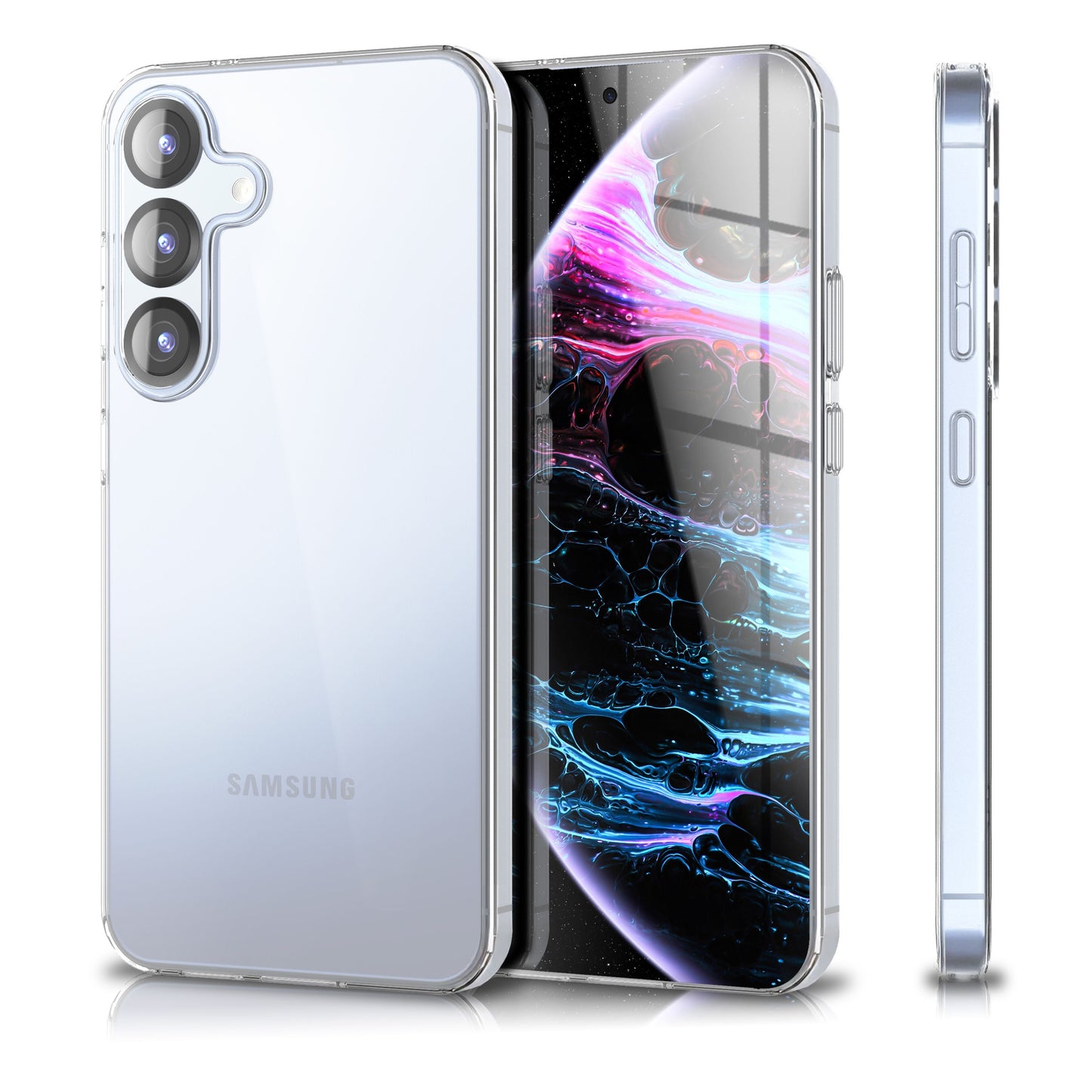 NALIA Transparente Silikonhülle für Samsung Galaxy S25 FE – Anti-Gelb & Rutschfest – GLAZE (Handyhülle Kristallklar, Schlank & Stoßfest) – Marke aus Berlin