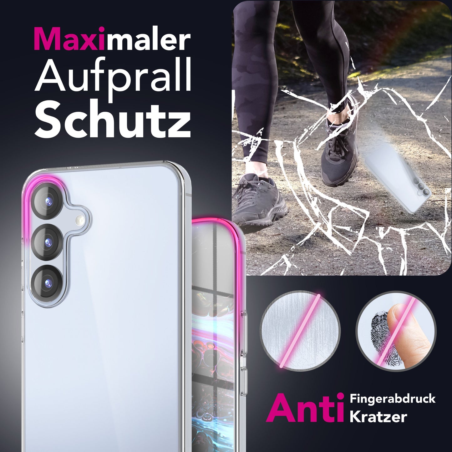 NALIA Transparente Silikonhülle für Samsung Galaxy S25 FE – Anti-Gelb & Rutschfest – GLAZE (Handyhülle Kristallklar, Schlank & Stoßfest) – Marke aus Berlin