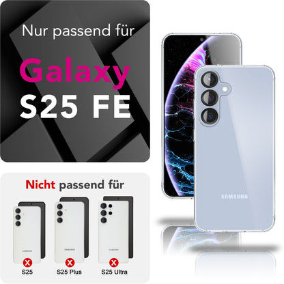 NALIA Transparente Silikonhülle für Samsung Galaxy S25 FE – Anti-Gelb & Rutschfest – GLAZE (Handyhülle Kristallklar, Schlank & Stoßfest) – Marke aus Berlin
