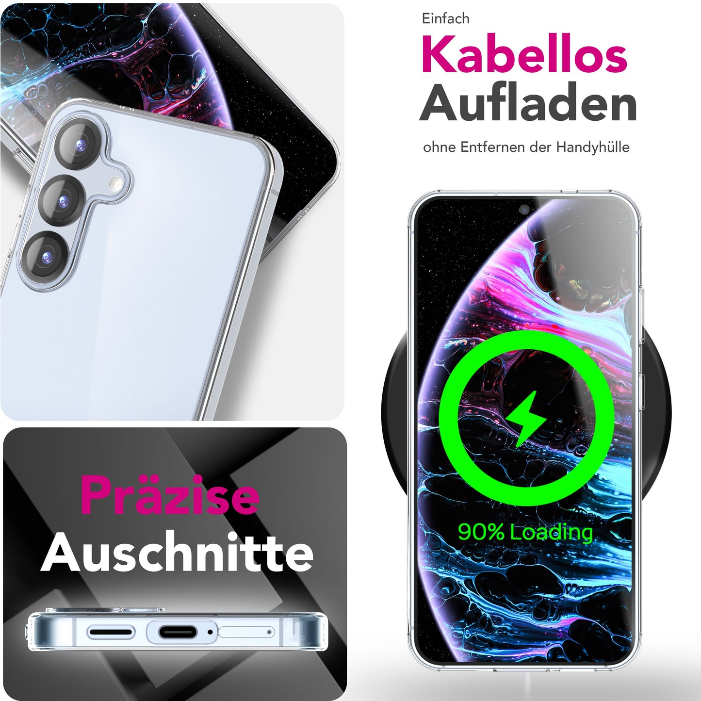 NALIA Transparente Silikonhülle für Samsung Galaxy S25 FE – Anti-Gelb & Rutschfest – GLAZE (Handyhülle Kristallklar, Schlank & Stoßfest) – Marke aus Berlin