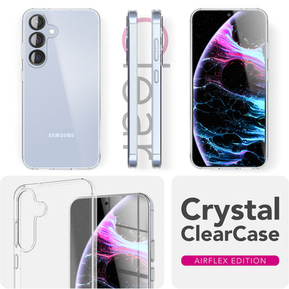 NALIA Transparente Silikonhülle für Samsung Galaxy S25 FE – Anti-Gelb & Rutschfest – GLAZE (Handyhülle Kristallklar, Schlank & Stoßfest) – Marke aus Berlin