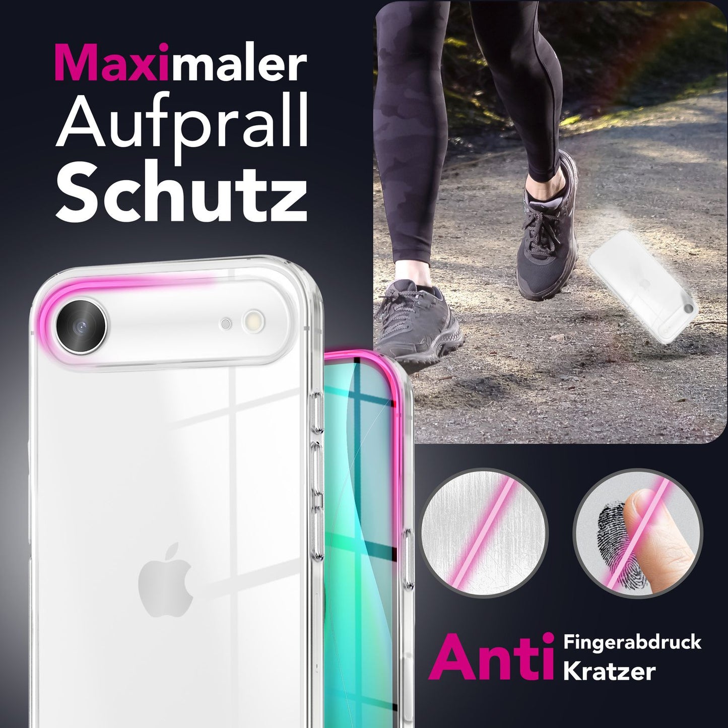 NALIA Transparente Silikonhülle für iPhone 17 Air – Anti-Gelb & Rutschfest – GLAZE (Handyhülle Kristallklar, Schlank & Stoßfest) – Marke aus Berlin