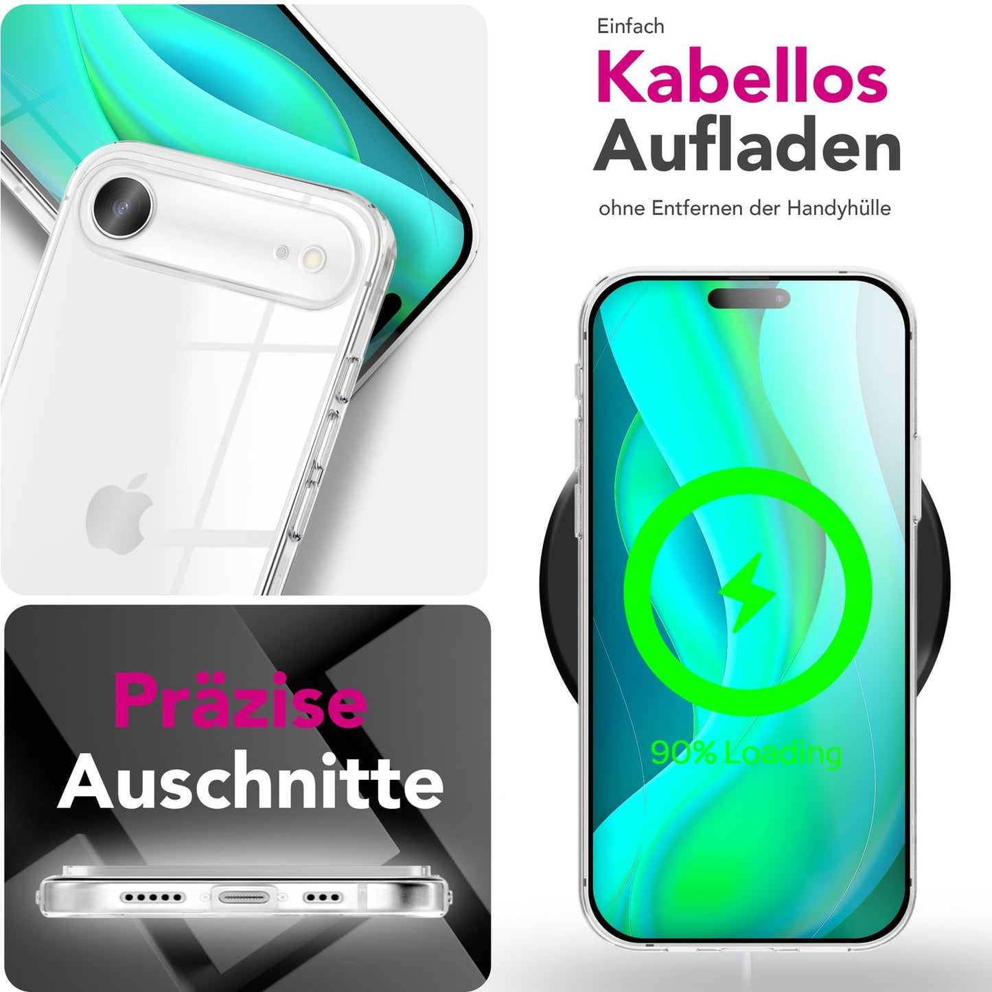 NALIA Transparente Silikonhülle für iPhone 17 Air – Anti-Gelb & Rutschfest – GLAZE (Handyhülle Kristallklar, Schlank & Stoßfest) – Marke aus Berlin