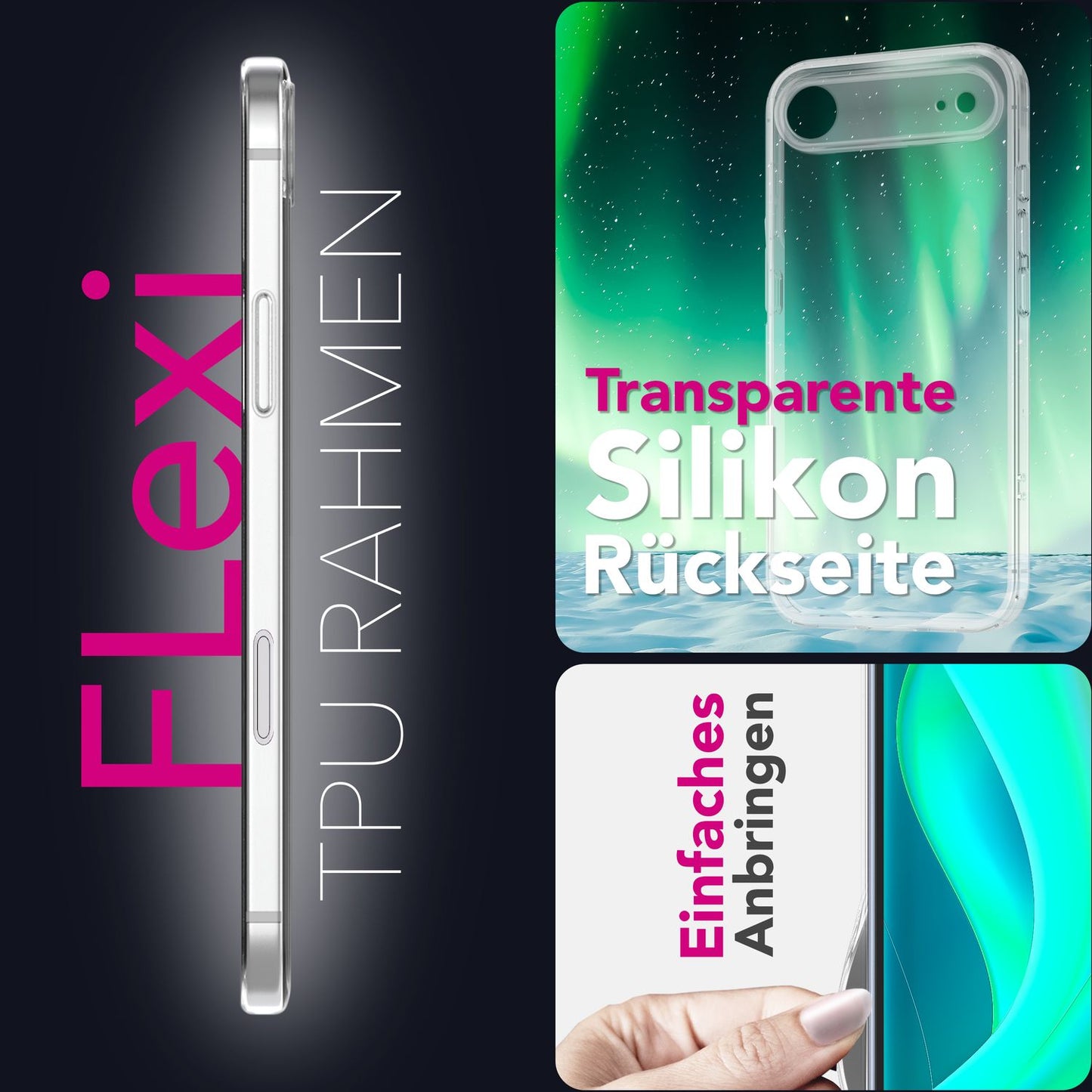 NALIA Transparente Silikonhülle für iPhone 17 Air – Anti-Gelb & Rutschfest – GLAZE (Handyhülle Kristallklar, Schlank & Stoßfest) – Marke aus Berlin