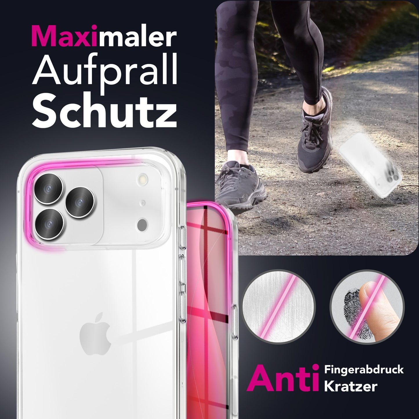 NALIA Transparente Silikonhülle für iPhone 17 Pro – Anti-Gelb & Rutschfest – GLAZE (Handyhülle Kristallklar, Schlank & Stoßfest) – Marke aus Berlin