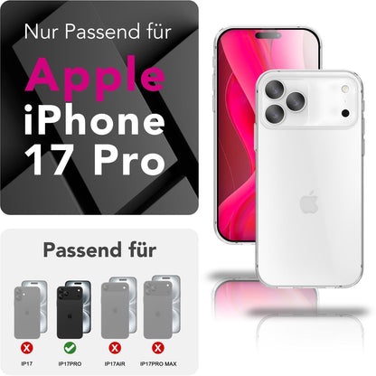 NALIA Transparente Silikonhülle für iPhone 17 Pro – Anti-Gelb & Rutschfest – GLAZE (Handyhülle Kristallklar, Schlank & Stoßfest) – Marke aus Berlin