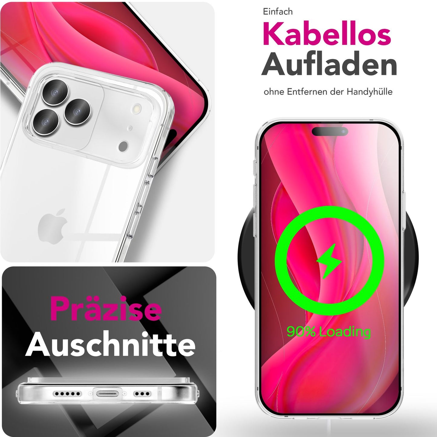 NALIA Transparente Silikonhülle für iPhone 17 Pro – Anti-Gelb & Rutschfest – GLAZE (Handyhülle Kristallklar, Schlank & Stoßfest) – Marke aus Berlin