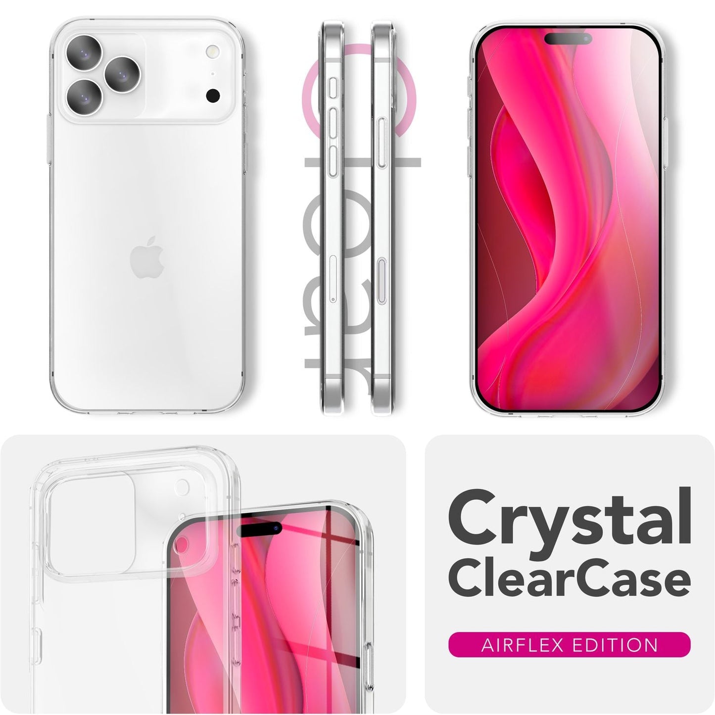 NALIA Transparente Silikonhülle für iPhone 17 Pro – Anti-Gelb & Rutschfest – GLAZE (Handyhülle Kristallklar, Schlank & Stoßfest) – Marke aus Berlin