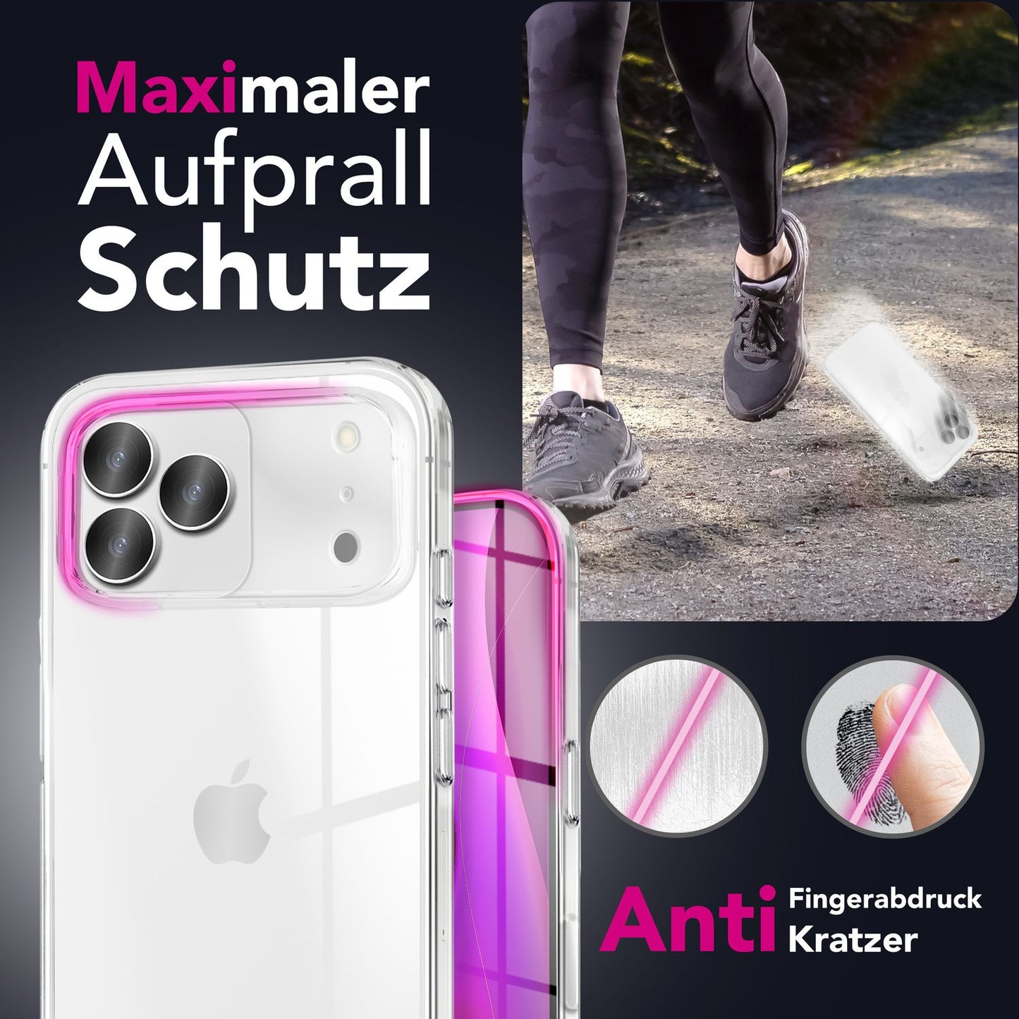 NALIA Transparente Silikonhülle für iPhone 17 Pro Max – Anti-Gelb & Rutschfest – GLAZE (Handyhülle Kristallklar, Schlank & Stoßfest) – Marke aus Berlin
