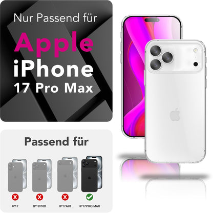 NALIA Transparente Silikonhülle für iPhone 17 Pro Max – Anti-Gelb & Rutschfest – GLAZE (Handyhülle Kristallklar, Schlank & Stoßfest) – Marke aus Berlin