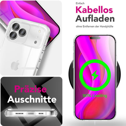 NALIA Transparente Silikonhülle für iPhone 17 Pro Max – Anti-Gelb & Rutschfest – GLAZE (Handyhülle Kristallklar, Schlank & Stoßfest) – Marke aus Berlin