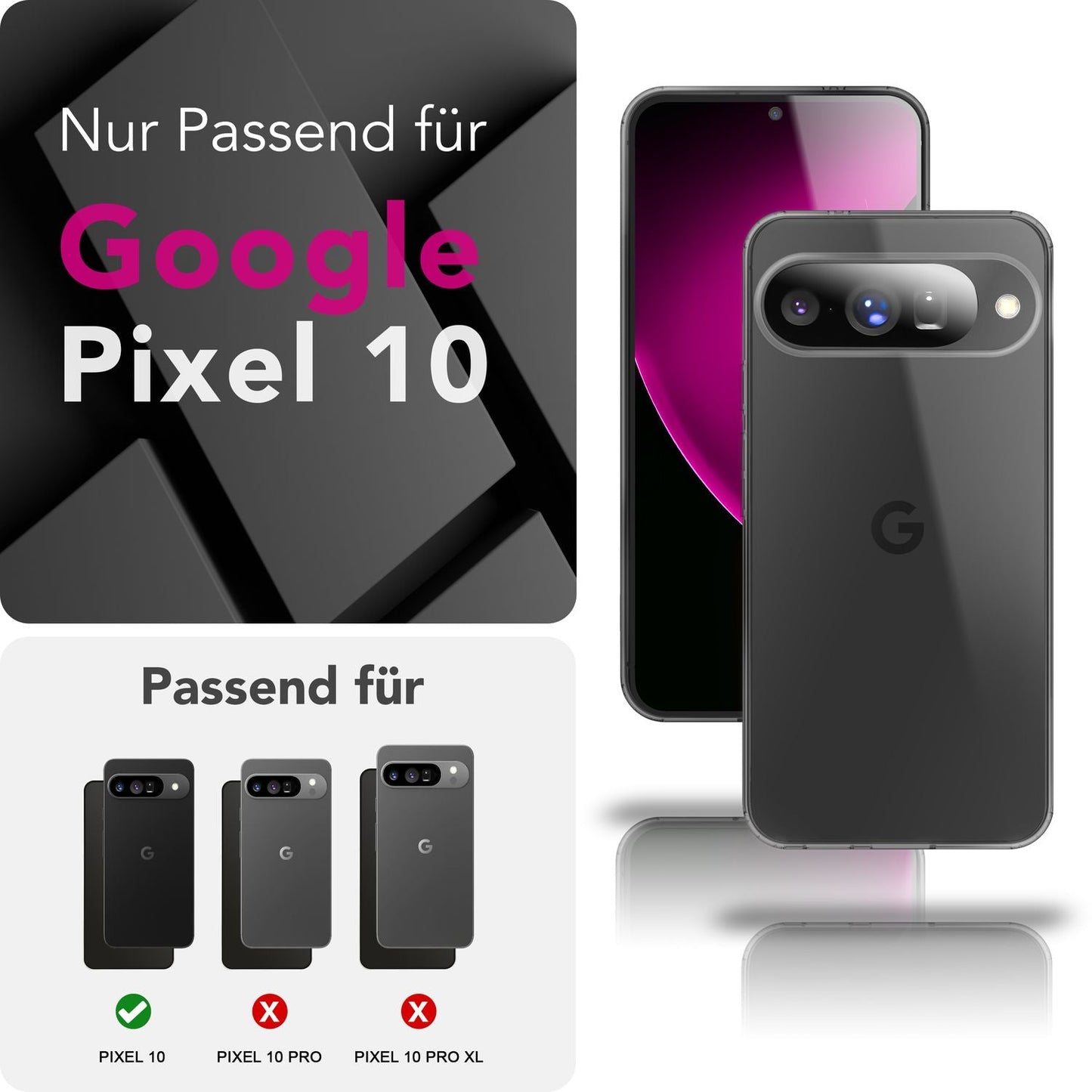 NALIA Transparente Silikonhülle für Google Pixel 10 – Anti-Gelb & Rutschfest – GLAZE (Handyhülle Kristallklar, Schlank & Stoßfest) – Marke aus Berlin