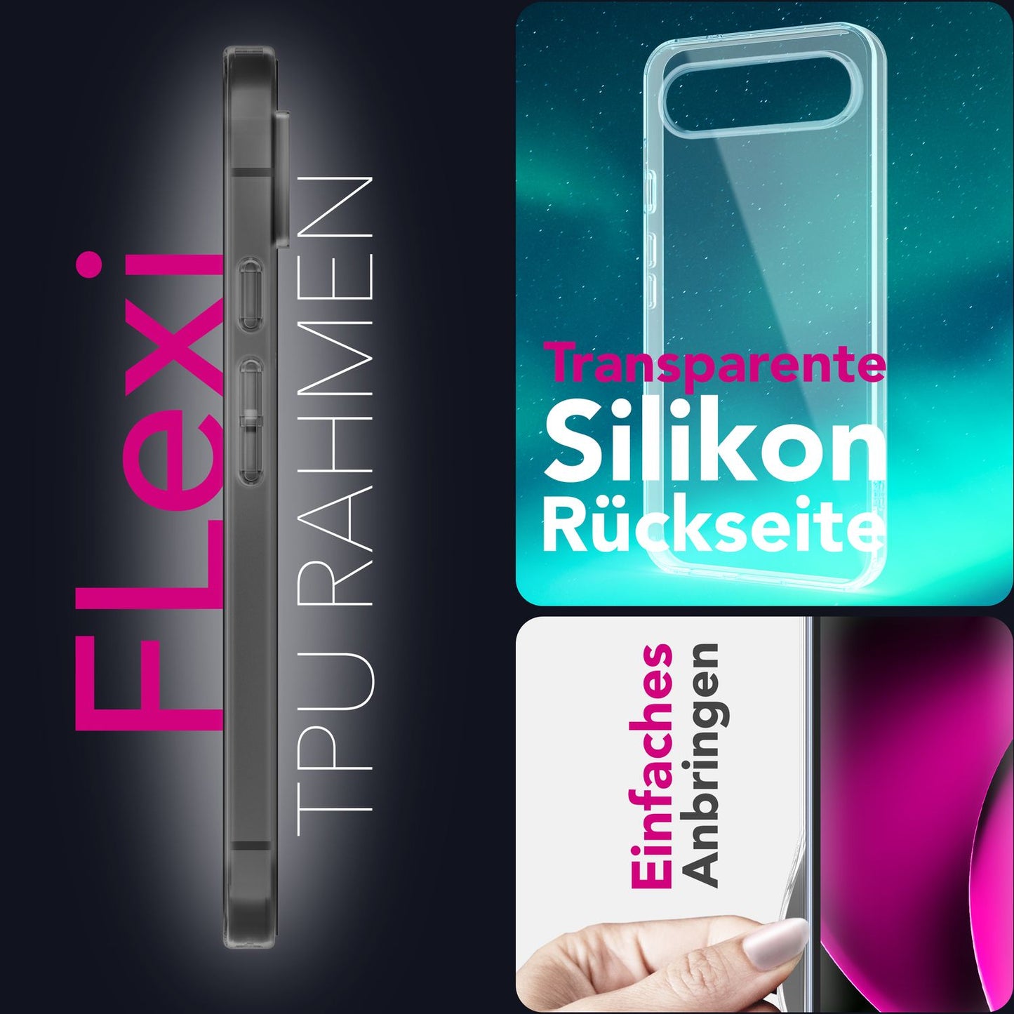 NALIA Transparente Silikonhülle für Google Pixel 10 – Anti-Gelb & Rutschfest – GLAZE (Handyhülle Kristallklar, Schlank & Stoßfest) – Marke aus Berlin