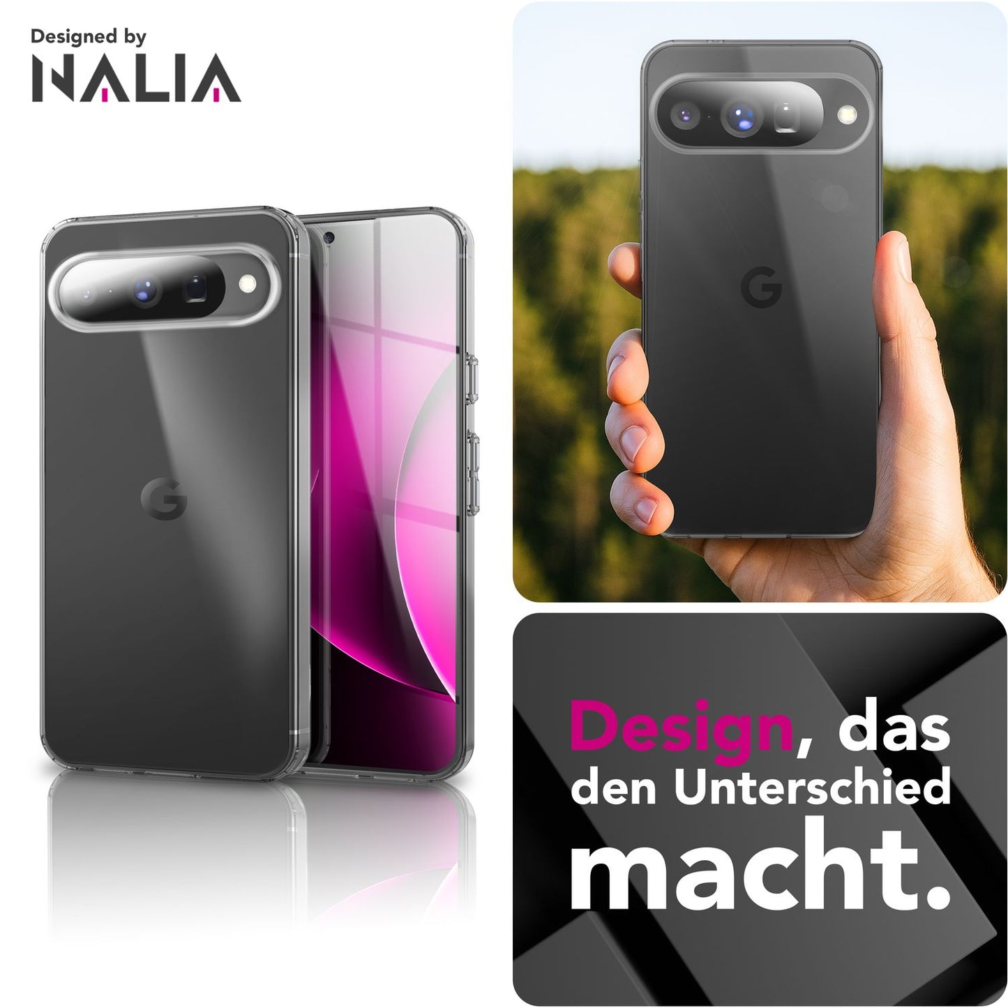 NALIA Transparente Silikonhülle für Google Pixel 10 – Anti-Gelb & Rutschfest – GLAZE (Handyhülle Kristallklar, Schlank & Stoßfest) – Marke aus Berlin