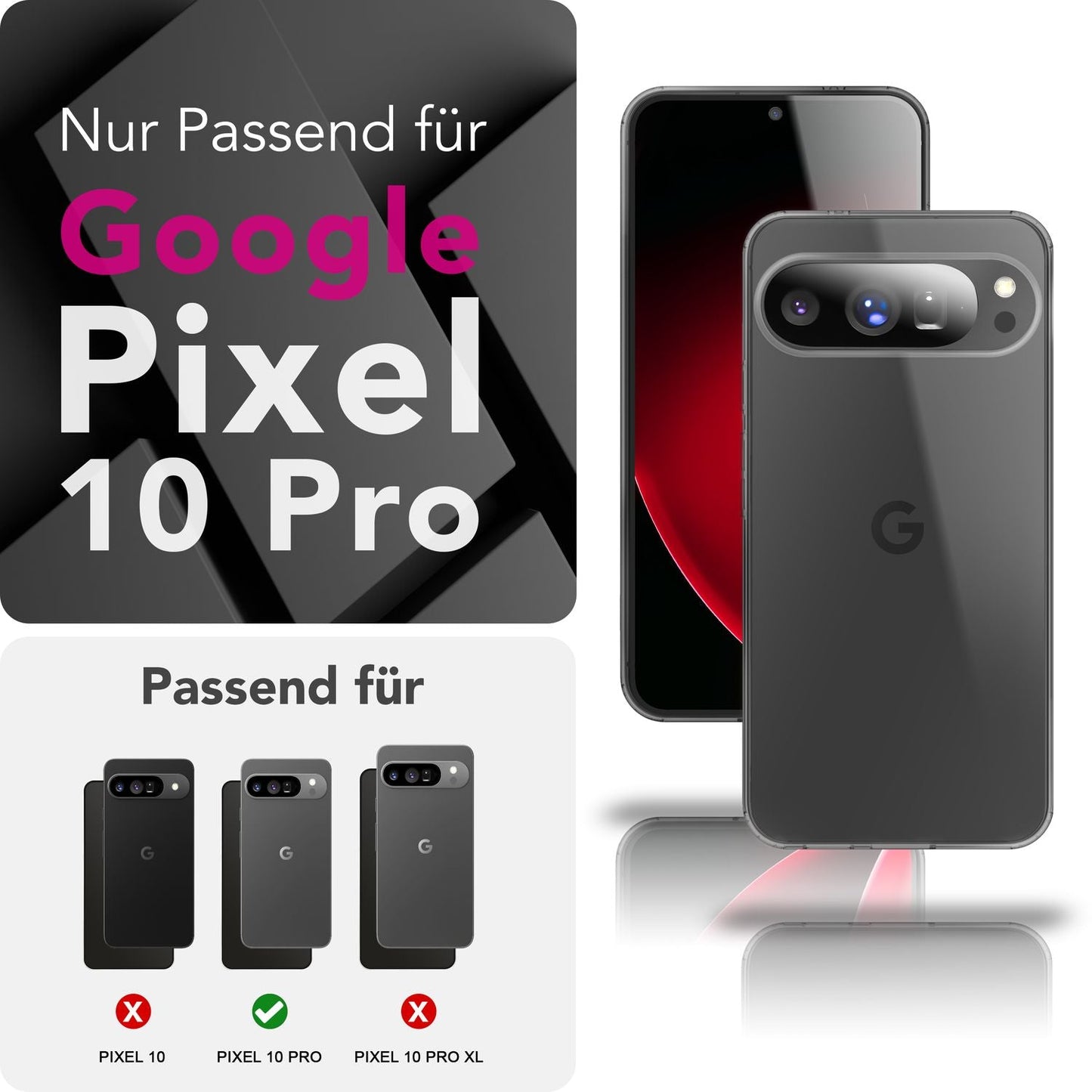 NALIA Transparente Silikonhülle für Google Pixel 10 Pro – Anti-Gelb & Rutschfest – GLAZE (Handyhülle Kristallklar, Schlank & Stoßfest) – Marke aus Berlin