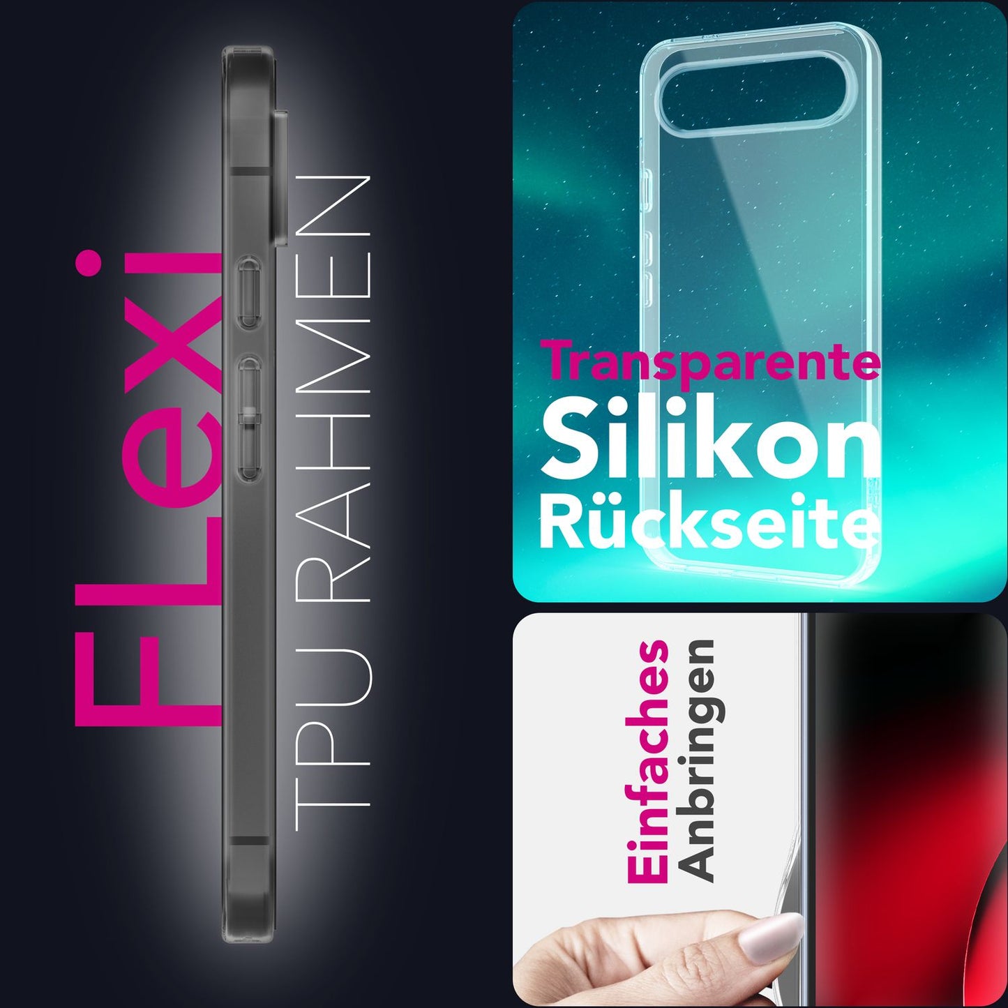NALIA Transparente Silikonhülle für Google Pixel 10 Pro – Anti-Gelb & Rutschfest – GLAZE (Handyhülle Kristallklar, Schlank & Stoßfest) – Marke aus Berlin