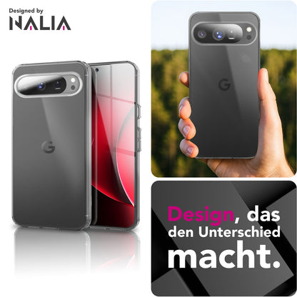 NALIA Transparente Silikonhülle für Google Pixel 10 Pro – Anti-Gelb & Rutschfest – GLAZE (Handyhülle Kristallklar, Schlank & Stoßfest) – Marke aus Berlin