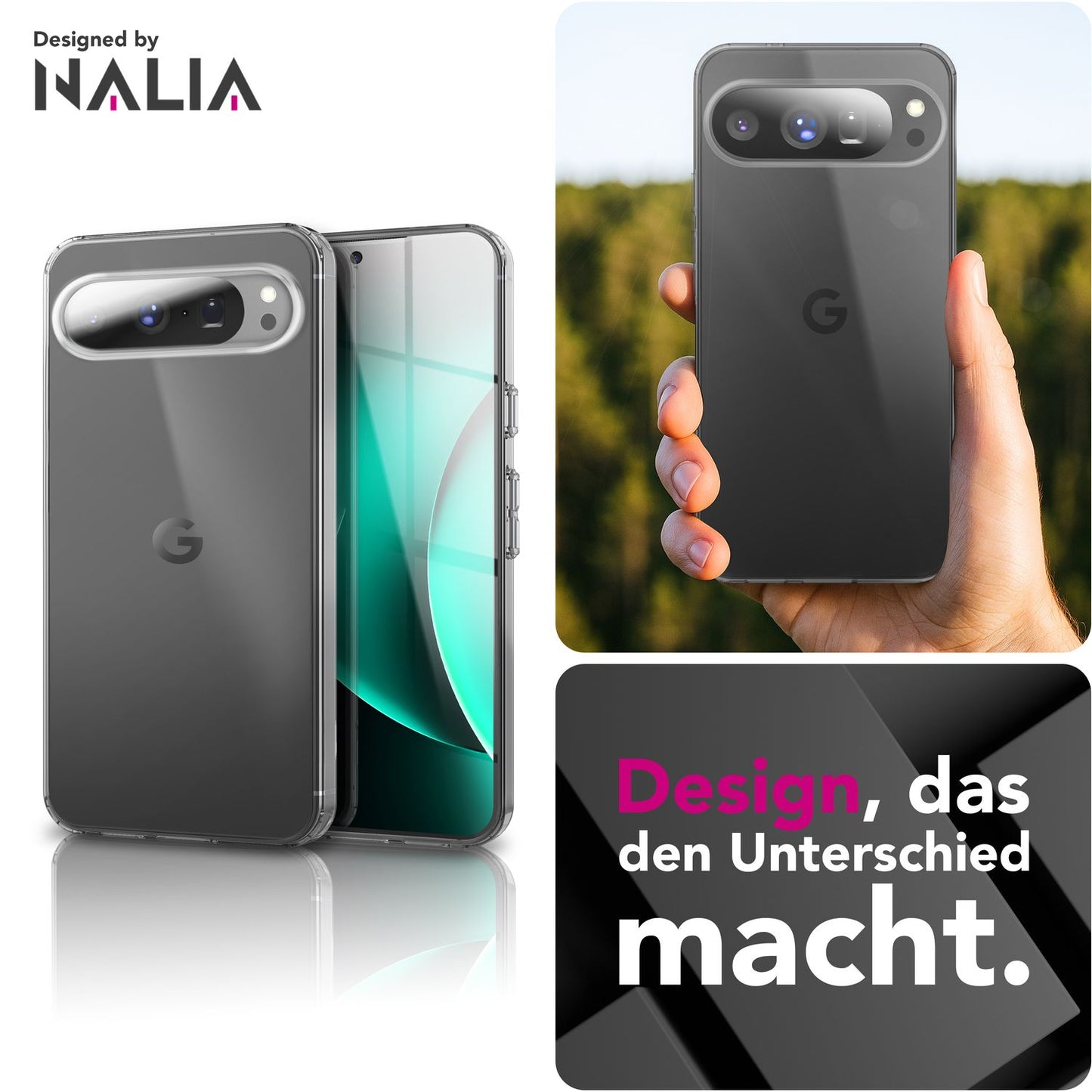 NALIA Transparente Silikonhülle für Google Pixel 10 Pro XL – Anti-Gelb & Rutschfest – GLAZE (Handyhülle Kristallklar, Schlank & Stoßfest) – Marke aus Berlin