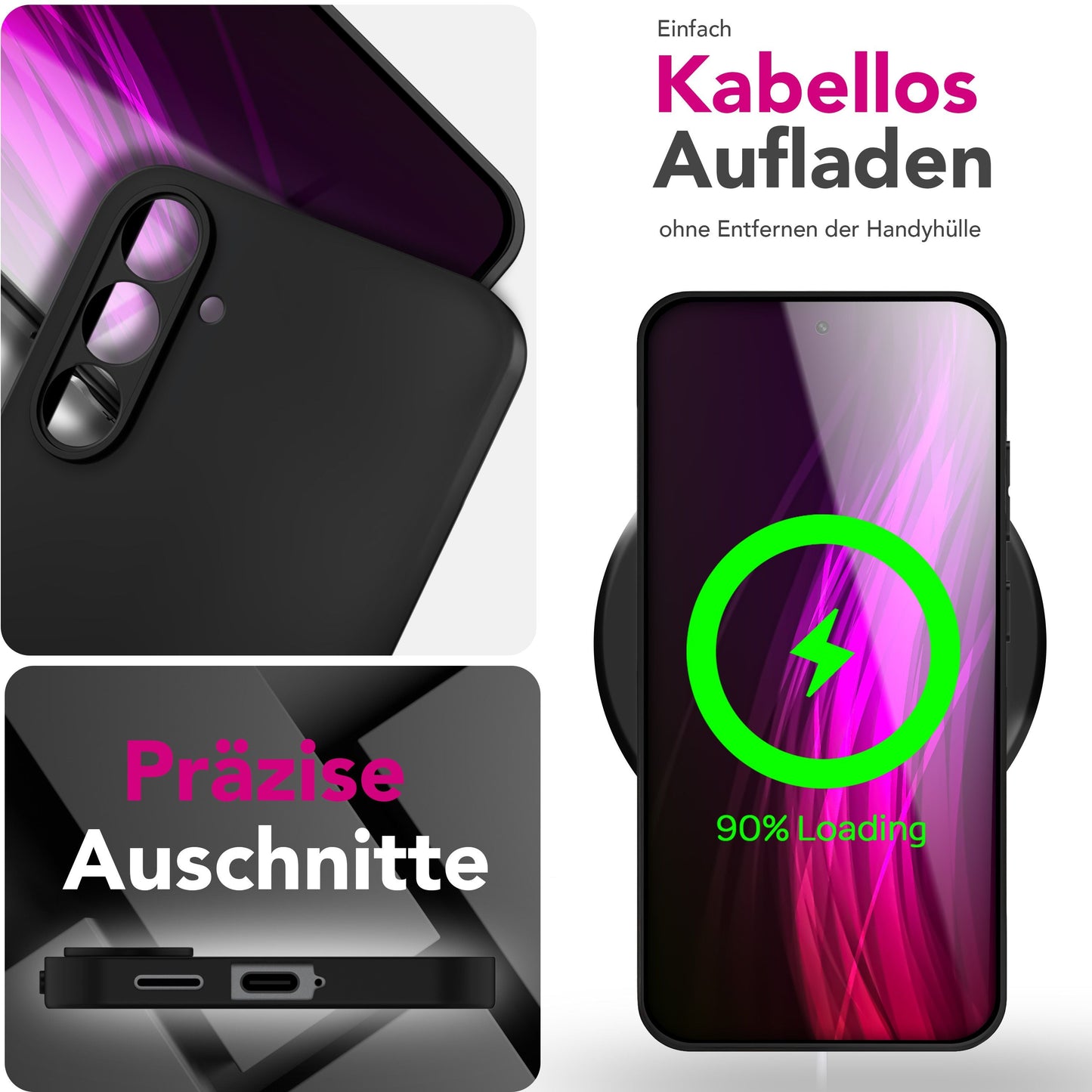 NALIA Matte Silikonhülle für Samsung Galaxy S25 FE – Slim, Schwarz & Rutschfest – STRIDER (Soft Case, Kameraschutz & Stoßfest) – Marke aus Berlin