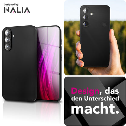 NALIA Matte Silikonhülle für Samsung Galaxy S25 FE – Slim, Schwarz & Rutschfest – STRIDER (Soft Case, Kameraschutz & Stoßfest) – Marke aus Berlin