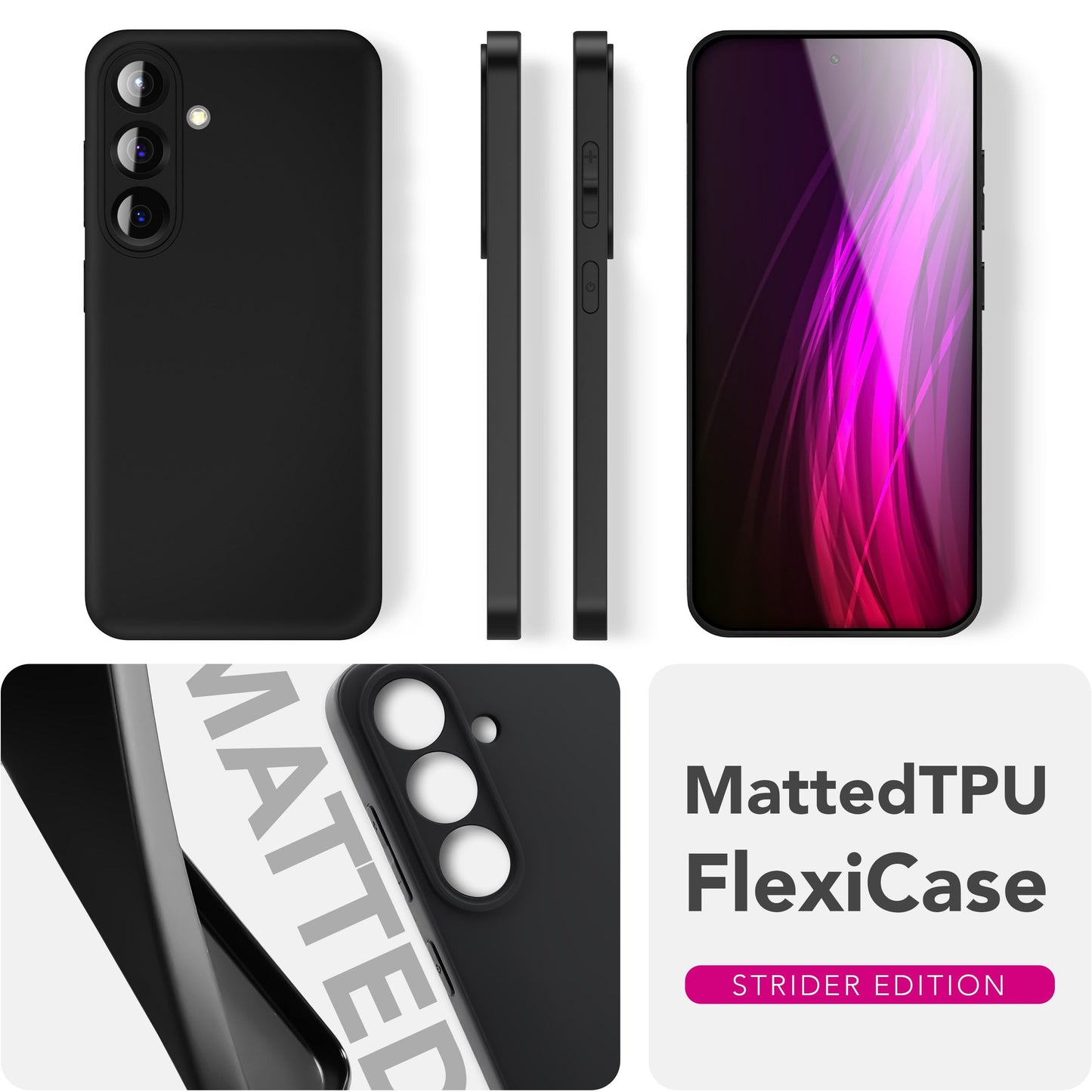 NALIA Matte Silikonhülle für Samsung Galaxy S25 FE – Slim, Schwarz & Rutschfest – STRIDER (Soft Case, Kameraschutz & Stoßfest) – Marke aus Berlin