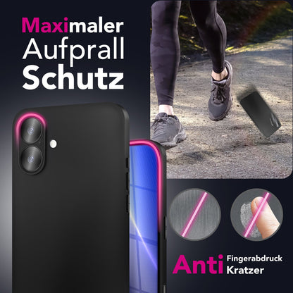 NALIA Matte Silikonhülle für iPhone 17 – Slim, Schwarz & Rutschfest – STRIDER (Soft Case, Kameraschutz & Stoßfest) – Marke aus Berlin