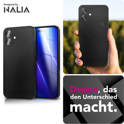 NALIA Matte Silikonhülle für iPhone 17 – Slim, Schwarz & Rutschfest – STRIDER (Soft Case, Kameraschutz & Stoßfest) – Marke aus Berlin