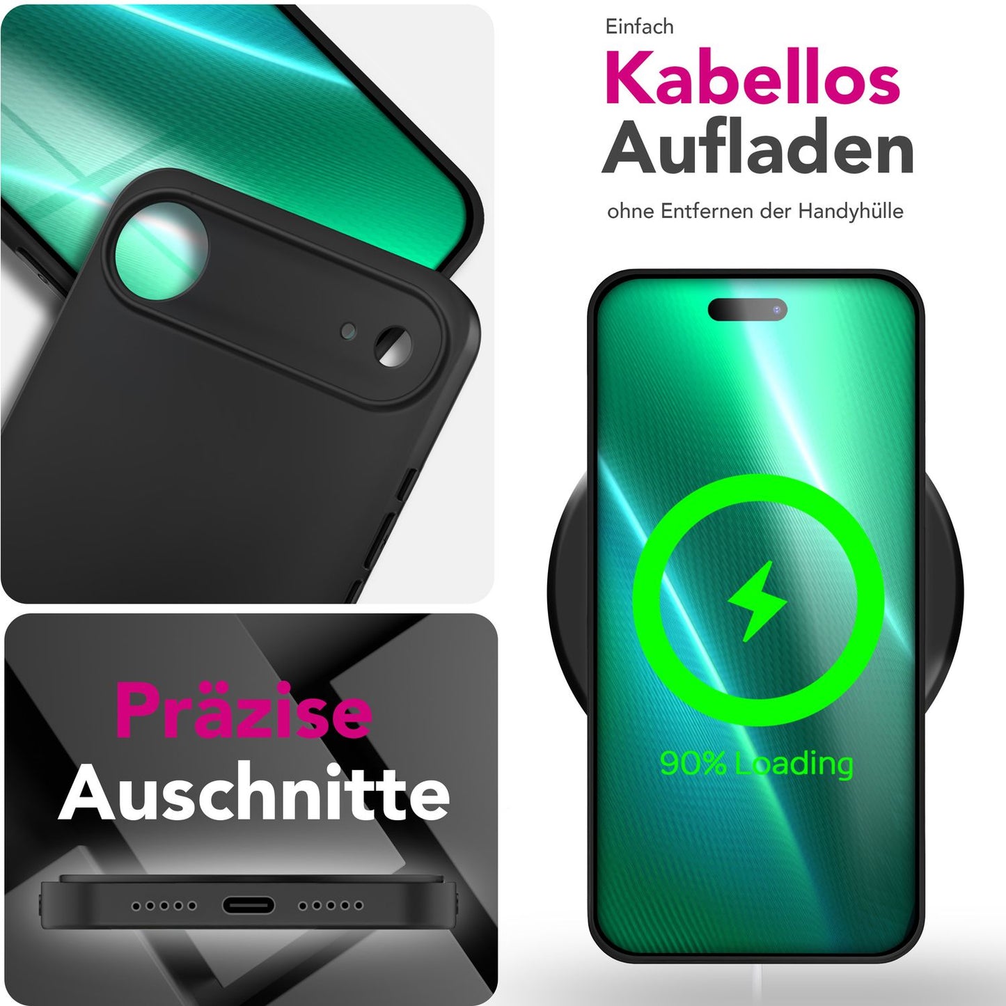 NALIA Matte Silikonhülle für iPhone 17 Air – Slim, Schwarz & Rutschfest – STRIDER (Soft Case, Kameraschutz & Stoßfest) – Marke aus Berlin