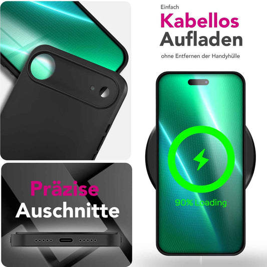 NALIA Matte Silikonhülle für iPhone 17 Air – Slim, Schwarz & Rutschfest – STRIDER (Soft Case, Kameraschutz & Stoßfest) – Marke aus Berlin