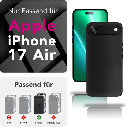 NALIA Matte Silikonhülle für iPhone 17 Air – Slim, Schwarz & Rutschfest – STRIDER (Soft Case, Kameraschutz & Stoßfest) – Marke aus Berlin